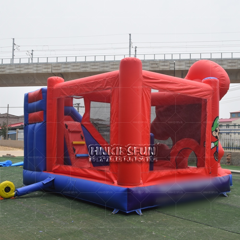 Stock Outdoor Kids Inflatable Playground Mario Slide Bouncer Combo Jumping Castles and Bounce House for Play