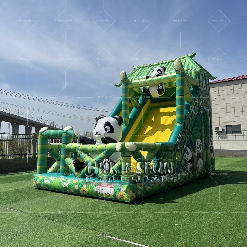 Giant Outdoor Commercial Grade Kids Jumping Bounce House Combo Park Bouncy Castle  Inflatable Panda Slide