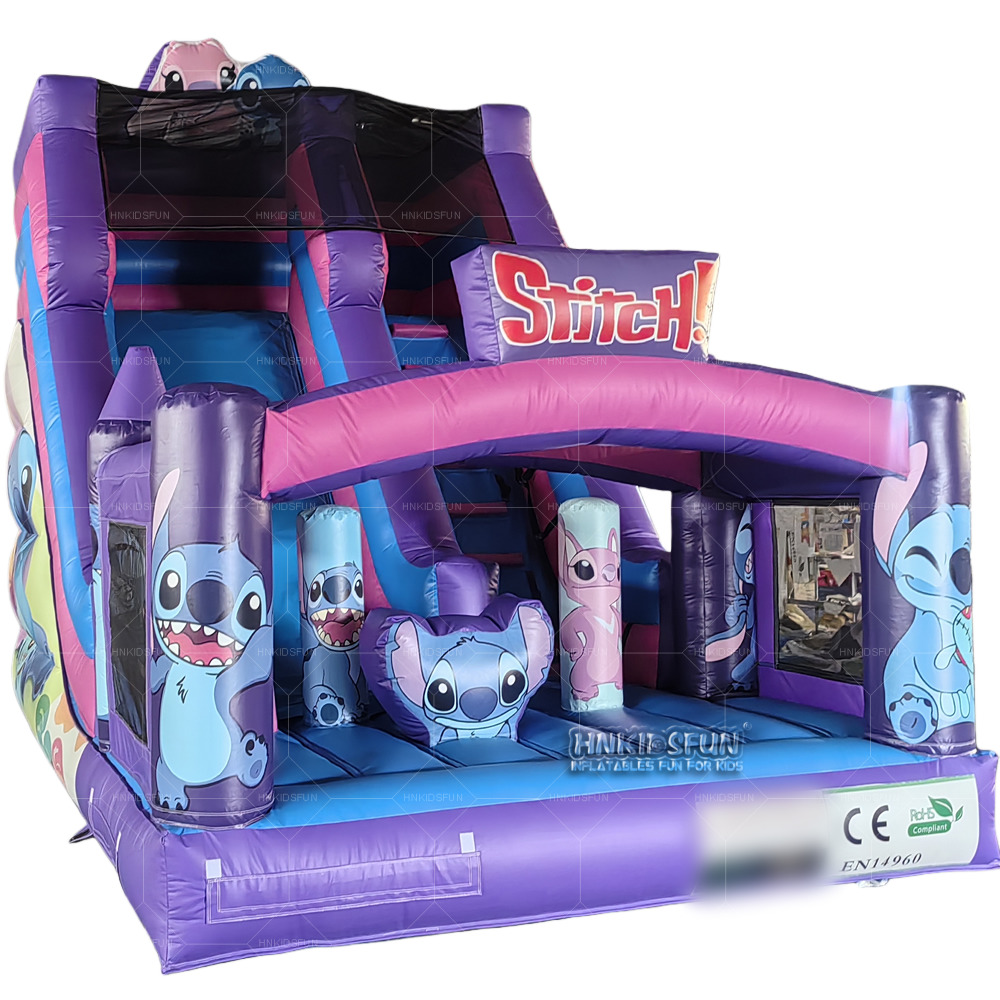 Small Cheap Stitch Inflatable Slide Commercial Grade Blue Stitch Slide for Children