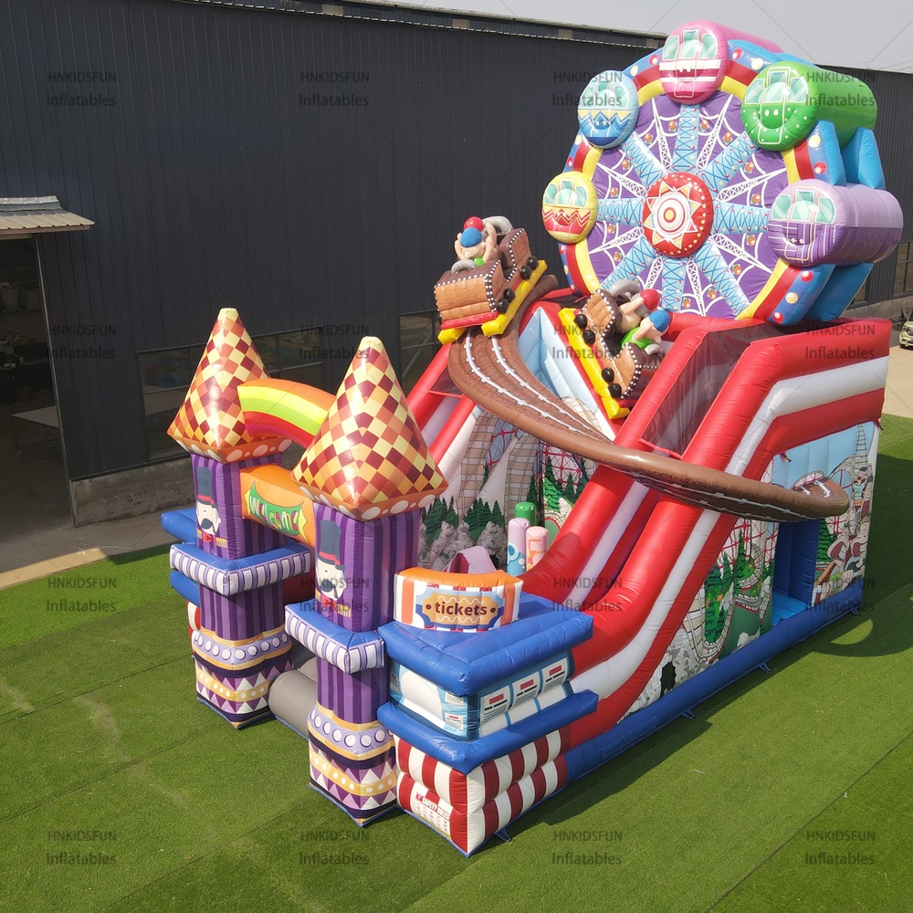 Inflatable Bounce House with Slide High Quality Ferris Wheel Theme Large Bounce House for Rent Party