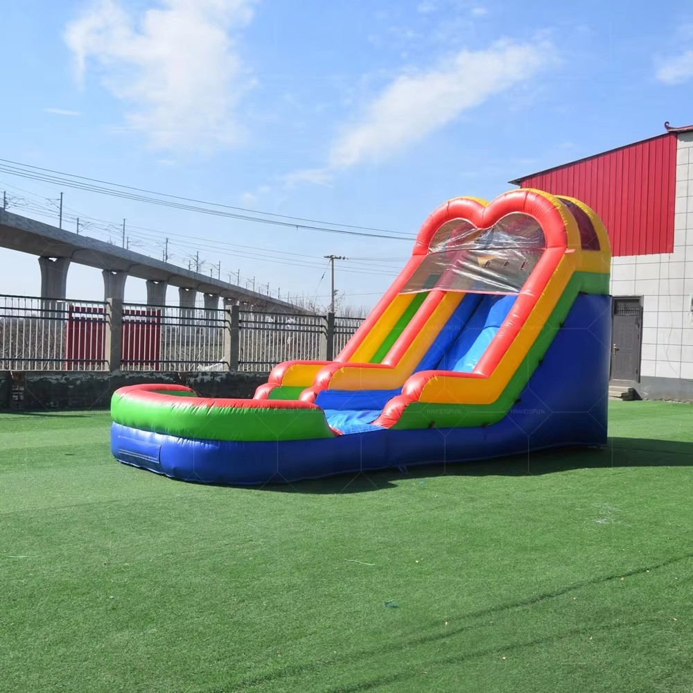 Commercial Grade Inflatable Water Slide Rainbow Color Outdoor Kids Water Slide Bounce House With Pool for Party Rental