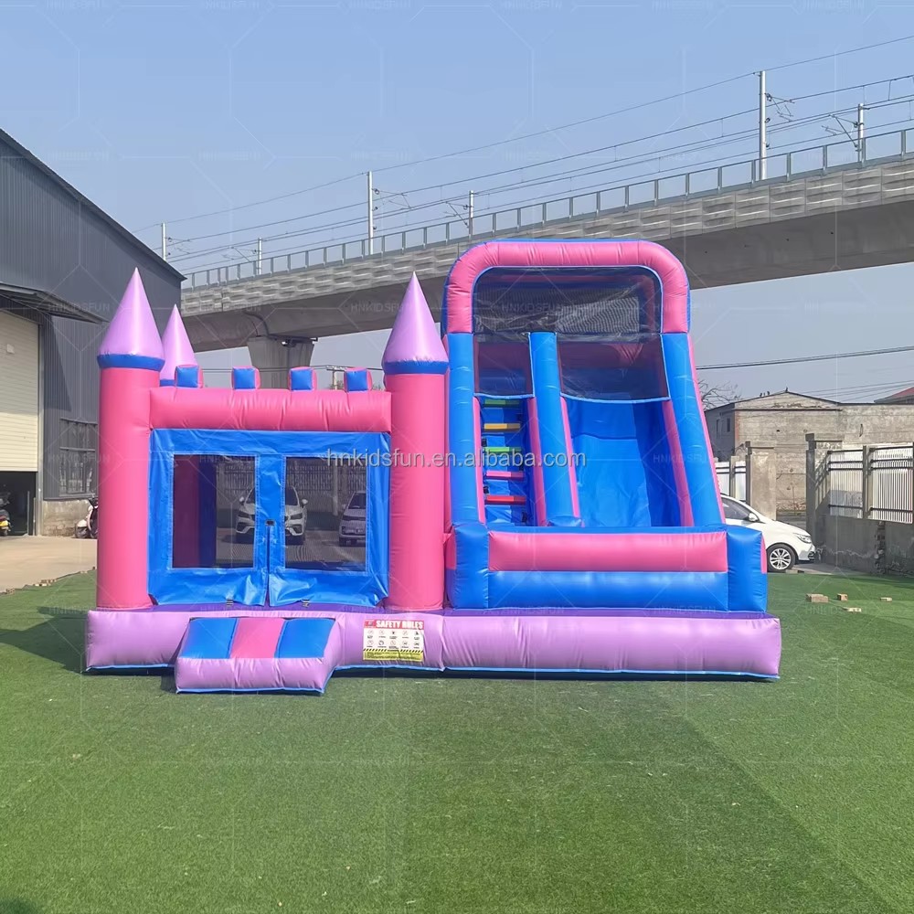 Hot Sale Outdoor Party Inflatable Bouncy Castle with Slide Como Bouncer Jumper Commercial Inflatable Bounce House for Kids Adult