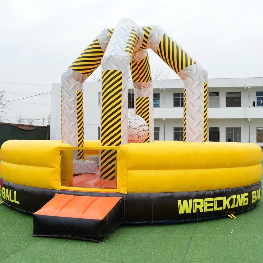 Commercial Rental Inflatable Wrecking Ball Game 6m Diameter Custom Logo Printed PVC Material Obstacle Course