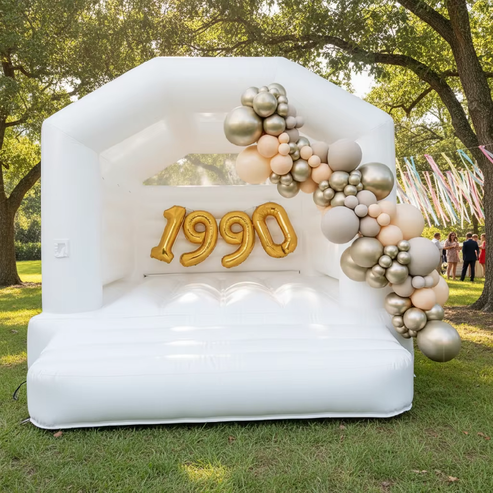 Inflatable Bouncy House Jumper China Supplier Custom Logo Outdoor Party Event Pvc Inflatable Wedding White Bouncer for Kids