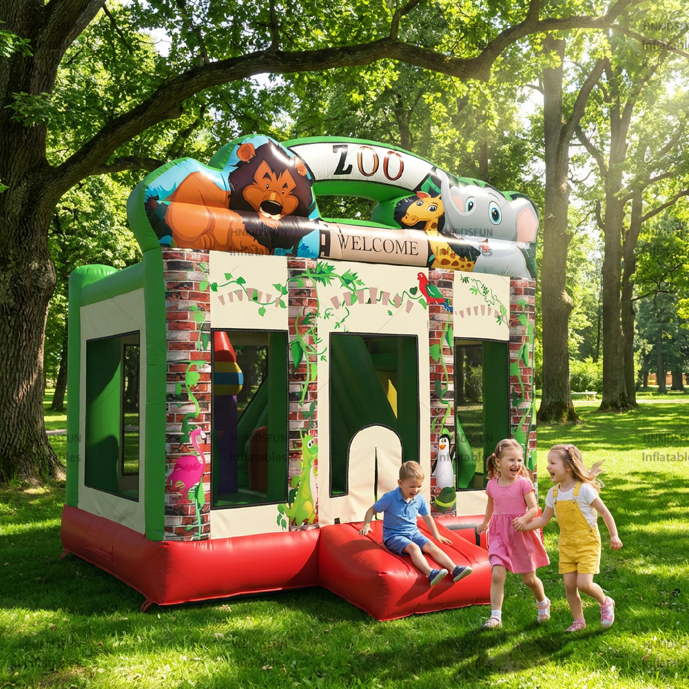 Party Rentals Jungle Safari Hpfburg Inflatable Bounce Castle with Slide Zoo