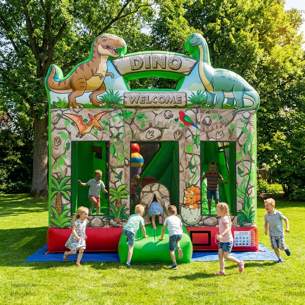 Outdoor Kids Commercial Inflatable Bounce House Combo Slide Inflatable Dinosaur Theme Bouncy Castle