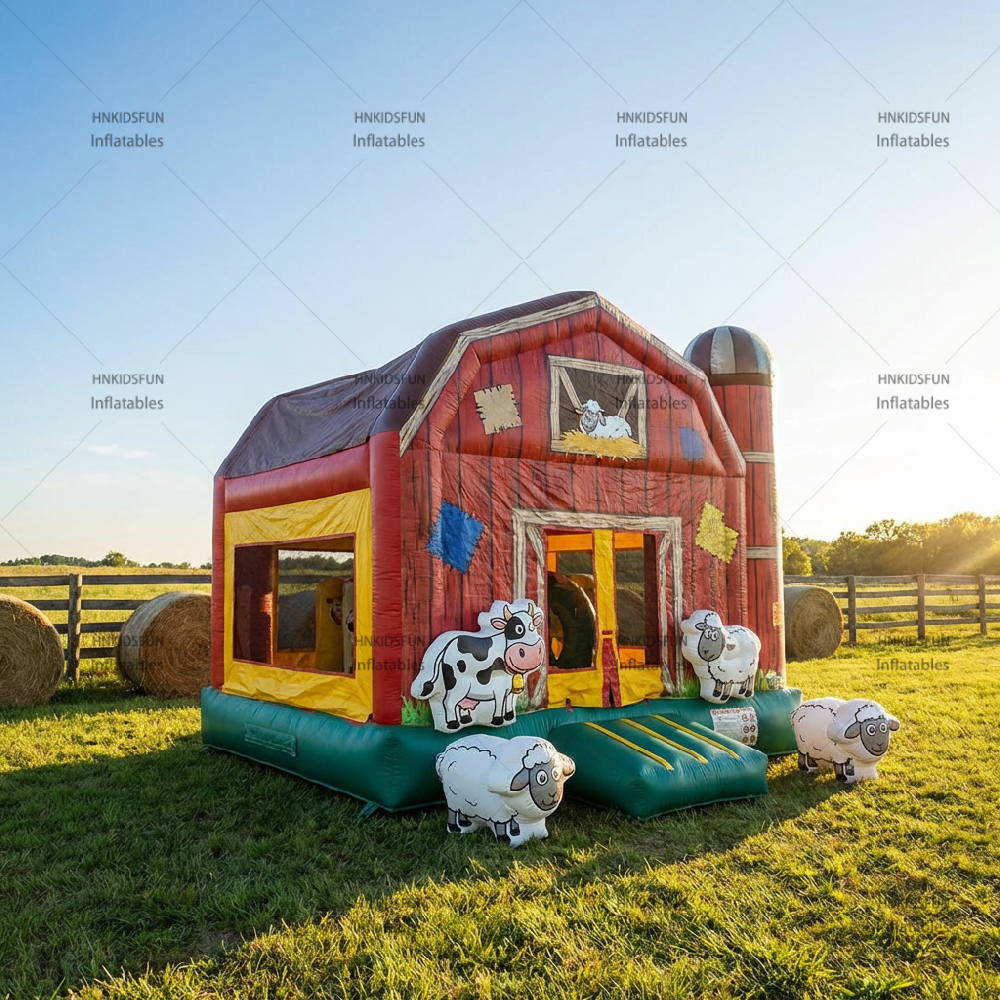 Inflatable Trampoline Children's Party Holiday Playground Equipment Farm Theme Decorations Slide Home Commercial Rent