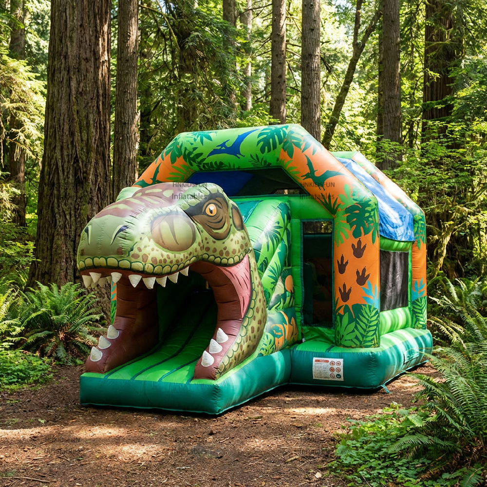 Water Bounce House Inflatable Dinosaur Theme Park Outdoor Land Jumping Castle for Kids