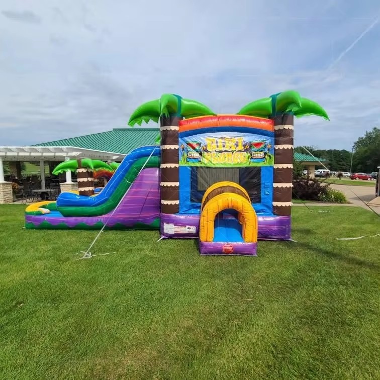 KFC58-Inflatable Castle Children Inflatable Moon Walk Water Parachute Trampoline Double-lane Slide Combination Jump Commercial Rental