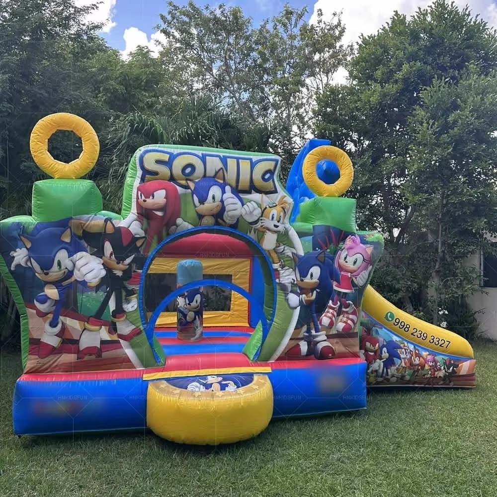KFC76-Commercial Party Rental PVC Cartoon Bounce Jumping House Castle Inflatable Bouncy Castle With Slide Outdoor or Indoor
