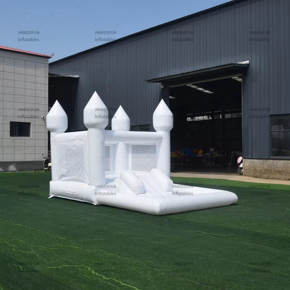 KFC84-Promotions Outdoor Parties Rental White Jumping House With Slides Wedding Inflatable Skydiving Bodyguard