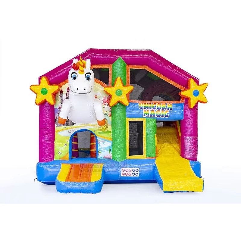 KFC92-0.55mm 18oz PVC Unicorn Bounce House 5 IN1 Slide Combo Jumping Castle Inflatable Bouncer