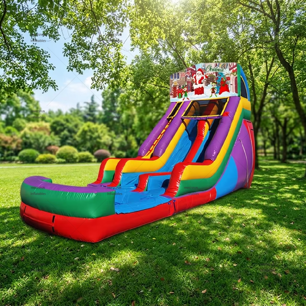 KFS075-Inflatable PVC Wet/Dry Water Slide 100-500kg Capacity 3D Embroidery for Home Commercial Outdoor/Indoor Use Pool Party Rentals