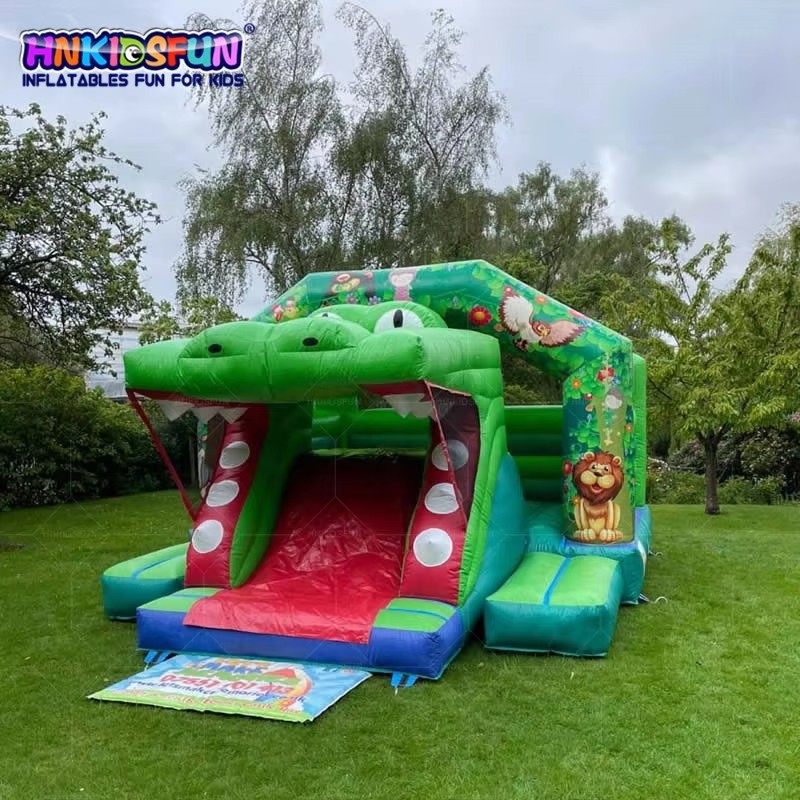 KFC114-Commercial Kids Party Combo Bounce House Inflatable Crocodile Bouncy Castle with Slide CE Certified PVC Material Easy Setup