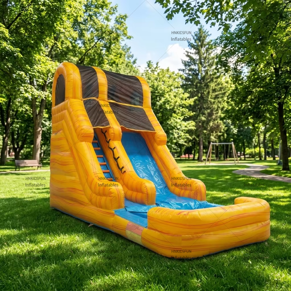 KFS102-Tropical Flame Themed Inflatable Water Slide with Pool Commercial Single Lane Water Slide for Kids Summer Events