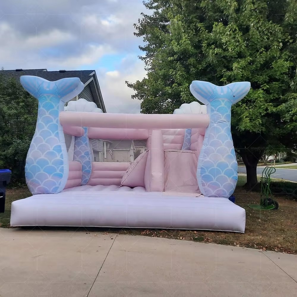 KFC124-13'x13' Commercial PVC Pink Mermaid Bounce House Inflatable Jumping Bouncy Castle for Party Event Inflatable Bouncy Castle