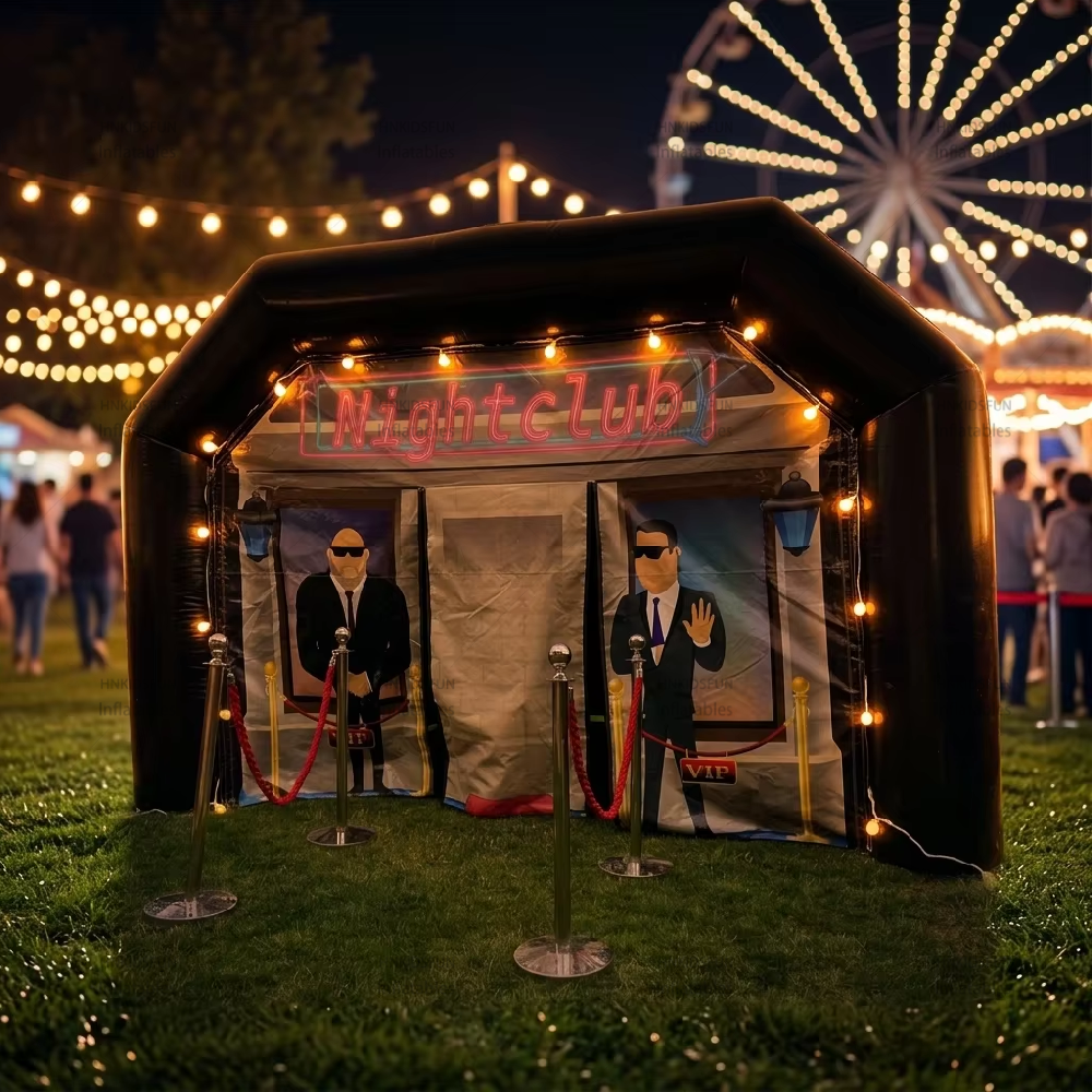 KFT026-Commercial Backyard Adult Black Giant Cube House Portable LED Disco Night Club Party Tent Inflatable Nightclub for Events
