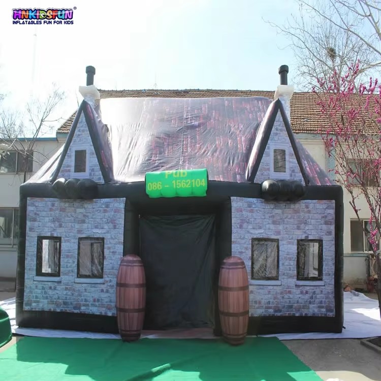 KFT044-Waterproof Inflatable Custom Portable Mobile Blow up Air House Christmas Pub bar Tent Camping Inflatable Log Cabin Tent