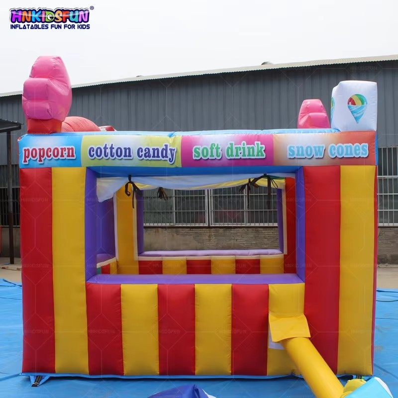 KFT046-Carnival Themed Inflatable Concession Booth with Cotton Candy Stand Commercial Rental Inflatable Snack Shop for Festivals