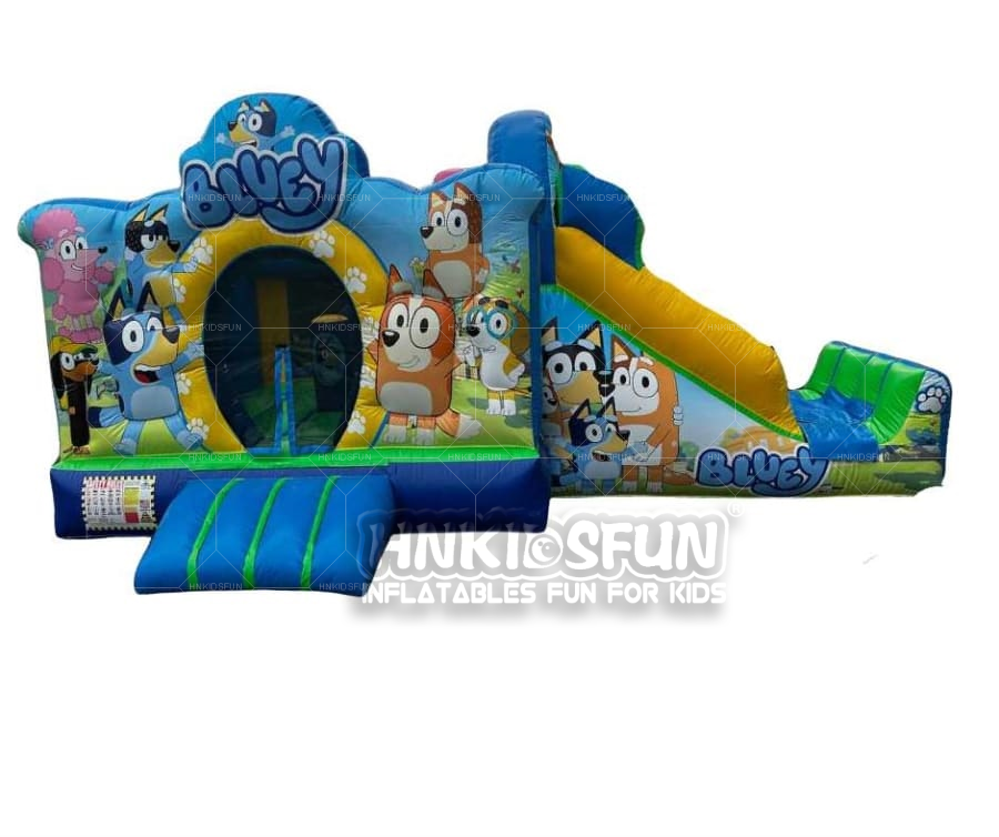 KFC153-Blue PVC Commercial Inflatable Bounce House Kids Playground Dog Outdoor Inflatable Slides Combo Jumping Castle for Kids