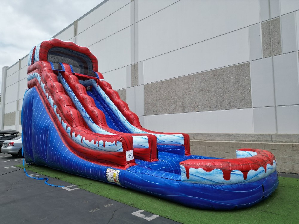 KFS121-Blue Marble Palm Tree Tropical Dolly for Inflatable Waterslide Inflatable Slide Foshan
