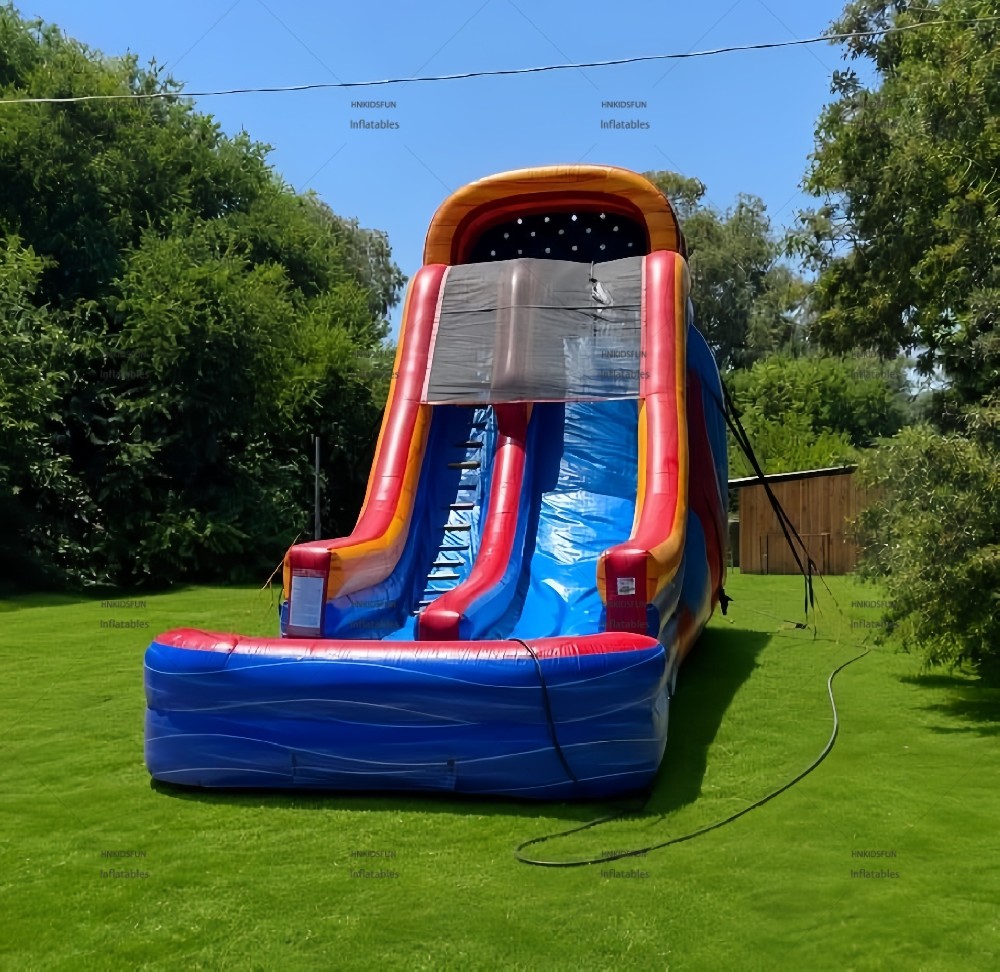 KFS128-Commercial Colorful Single Lane Water Slides Inflatable Gonflable Outdoor Inflatable Water Slide and Pool for Kids