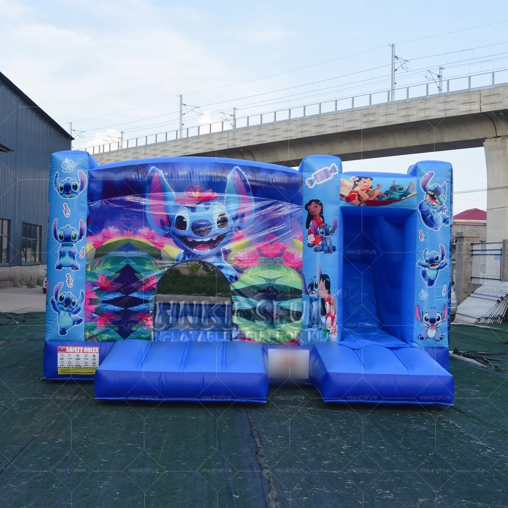 KFC181 Stitch Inflatable Bounce House with Slide for Kids Birthday Party