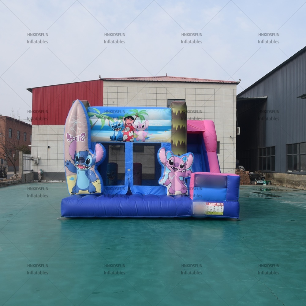 KFC184 Stitch Themed Inflatable Castle with Slide for Kids Birthday Party