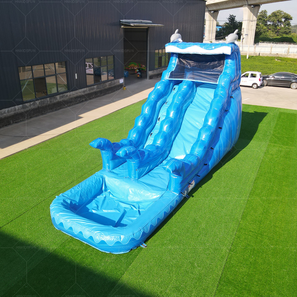 KFS133 Dolphin Theme Inflatable Water Slide Commercial Water Park Slide for Kids Outdoor Amusement Use