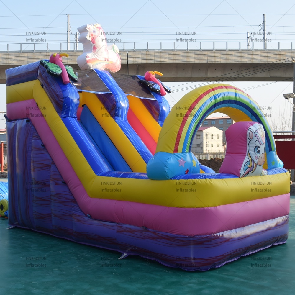 KFS138 Unicorn Inflatable Water Slide Rainbow Splash Playground for Kids Commercial Water Park Equipment