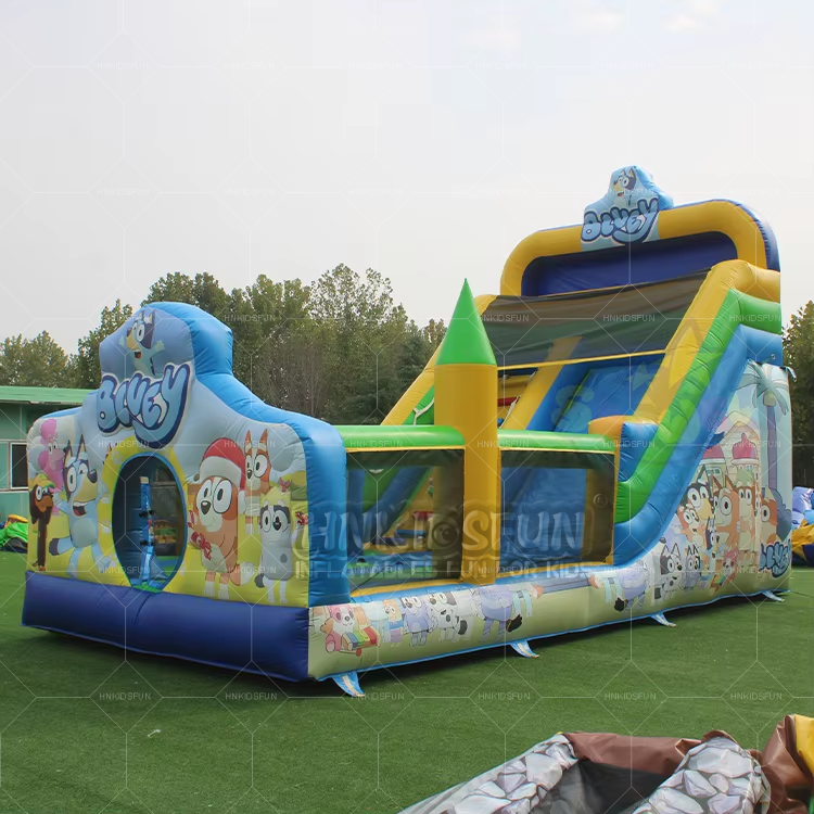 KFC200 Party Rental Inflatable Blue Bingo Dog Bounce House Outdoor Inflatable Castle with Slide Cartoon Dog Jumping Castle for Sale
