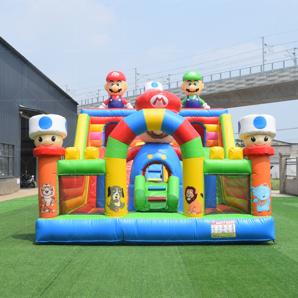 KFS143 Mario Bros Inflatable Bouncer Slides Super Mario Playground Bouncy Amusement Park Playground for Sale