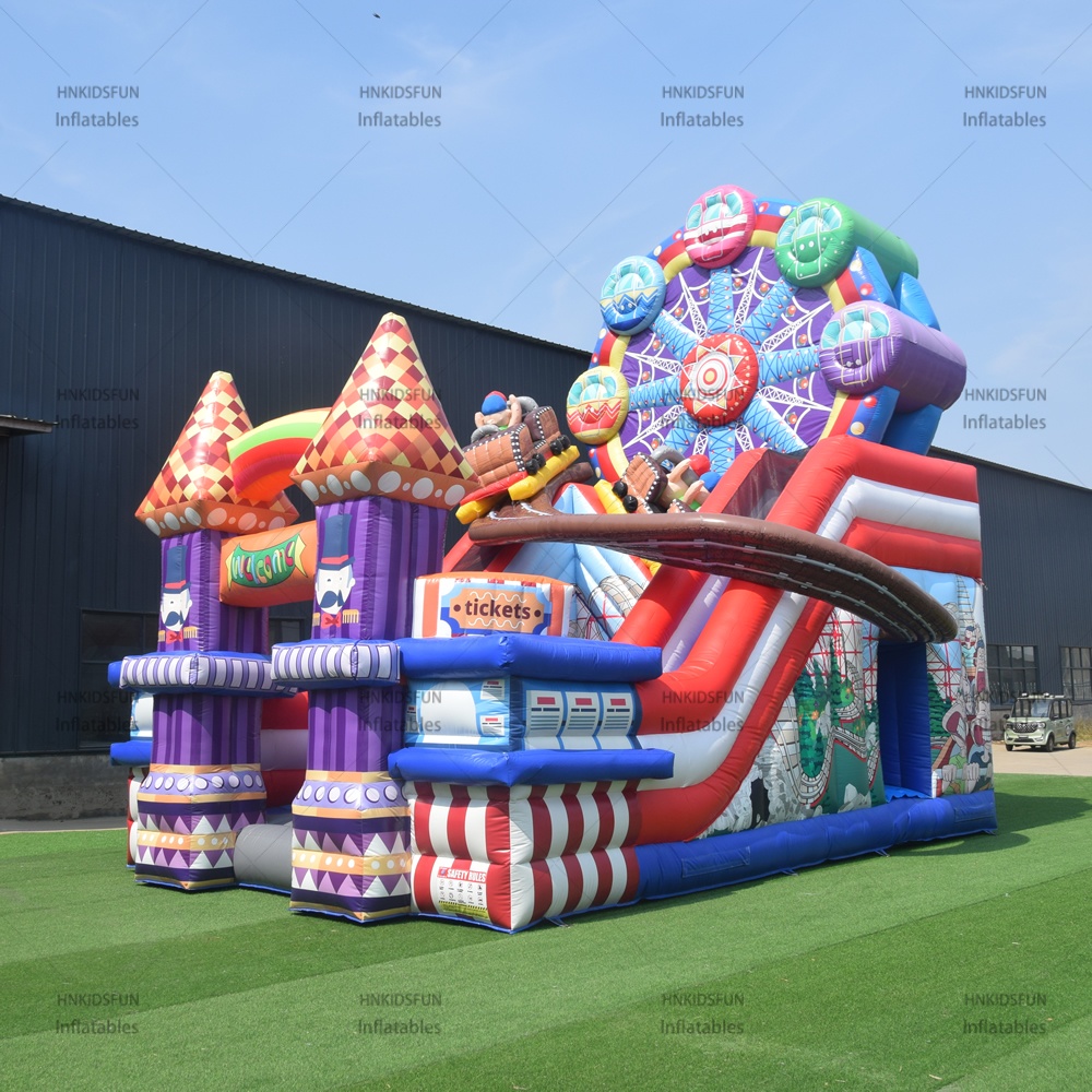 KFS144 Hot New Design Carnival Clown Inflatable Trampoline Castle Slide